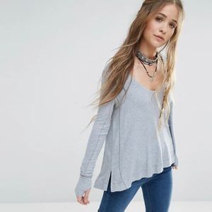 FREE PEOPLE MALIBU LONG SLEEVE THERMAL - SILVER